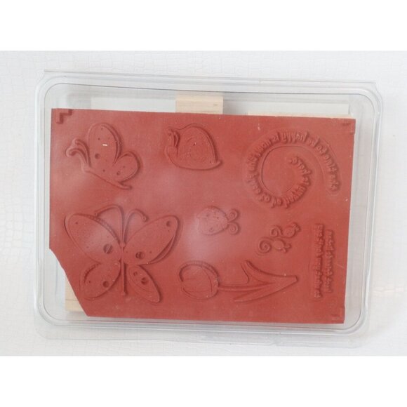 8 Vintage Rubber Stamp Garden Whimsey Stampin Up Butterfly Snail Ladybug Tulip B - Picture 2 of 2